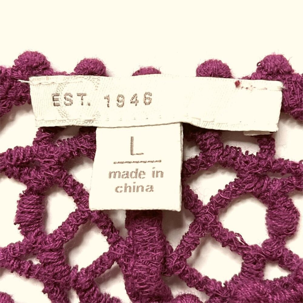 Cato Open Crochet Top sz L 100% Cotton Purple Layering Beachy Boho Hippie - Picture 4 of 6